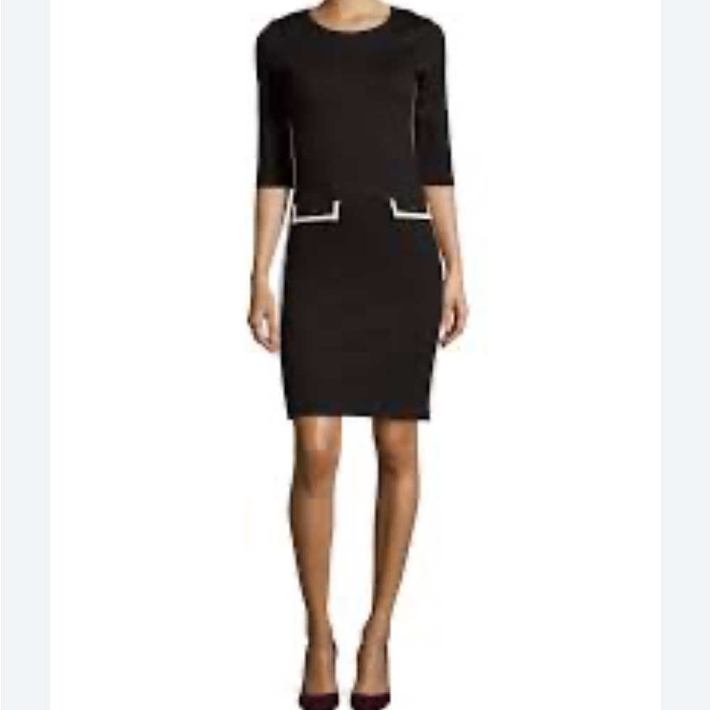 Carmen Marc Valvo Black White Sleeveless Color Block Dress Size 10